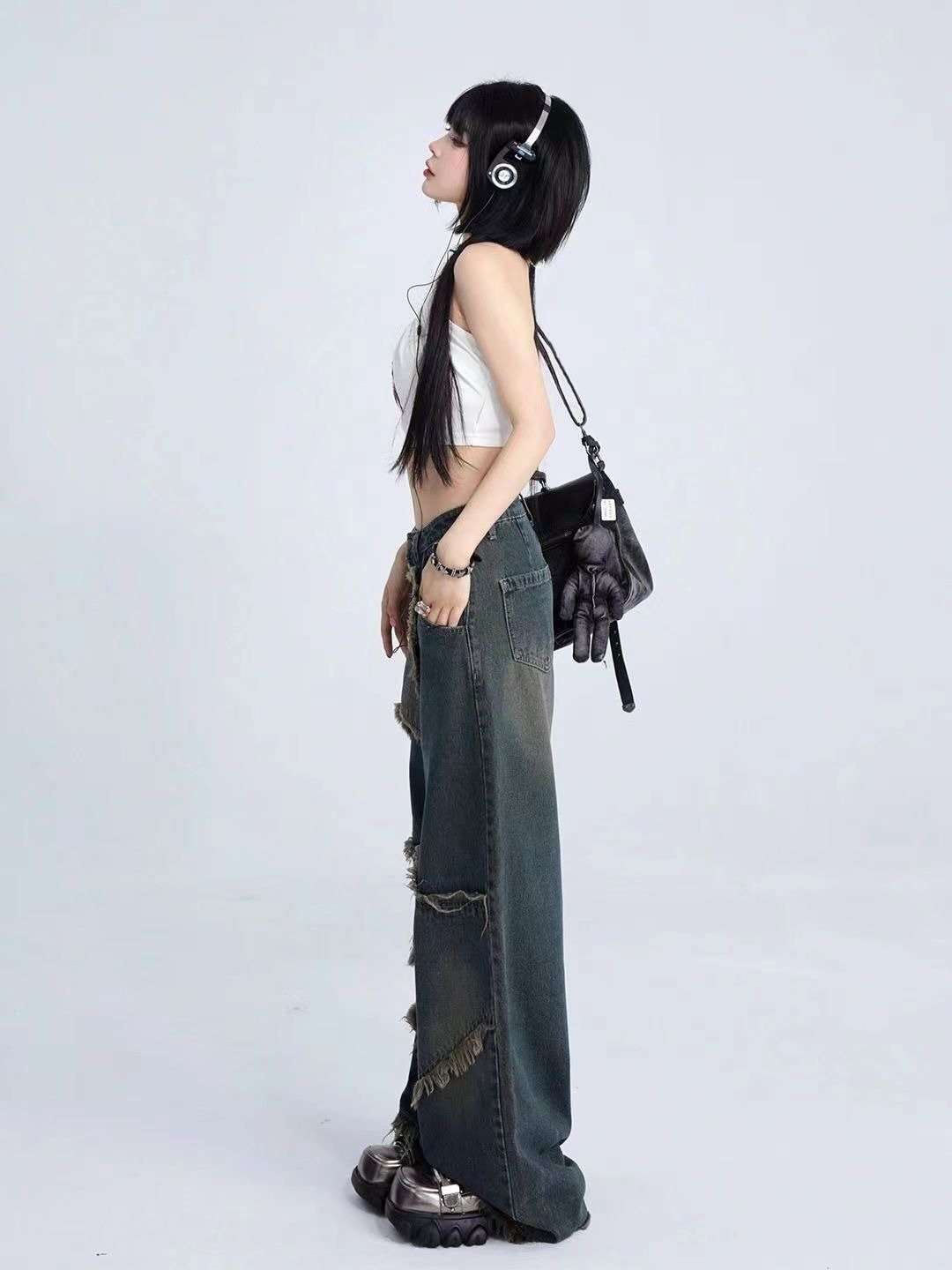 Ripped Wide-Leg Streetwear Jeans image 1