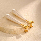 Elegant Gold Heart and Pearl Drop Earrings image 2