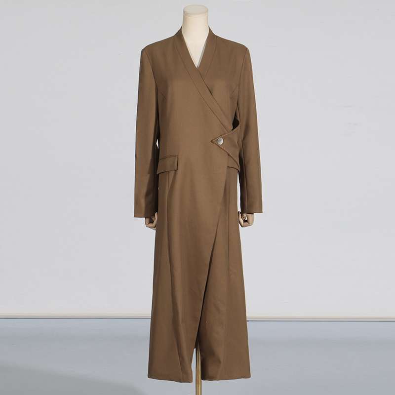 Midi Length Snap Button Closure Oversized Coat image 1