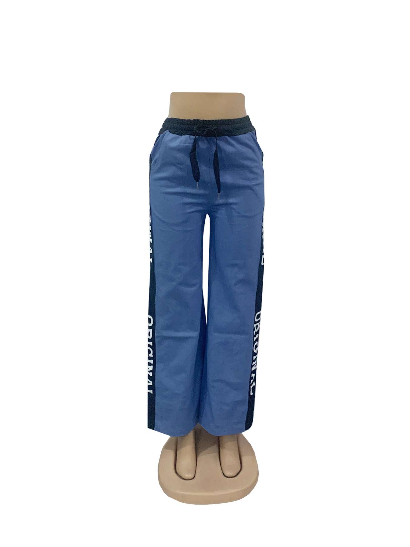 Casual Patchwork Strap Design Straight Pants image 5