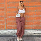 Fashionable  Long Puffer Pants - S, Brown image