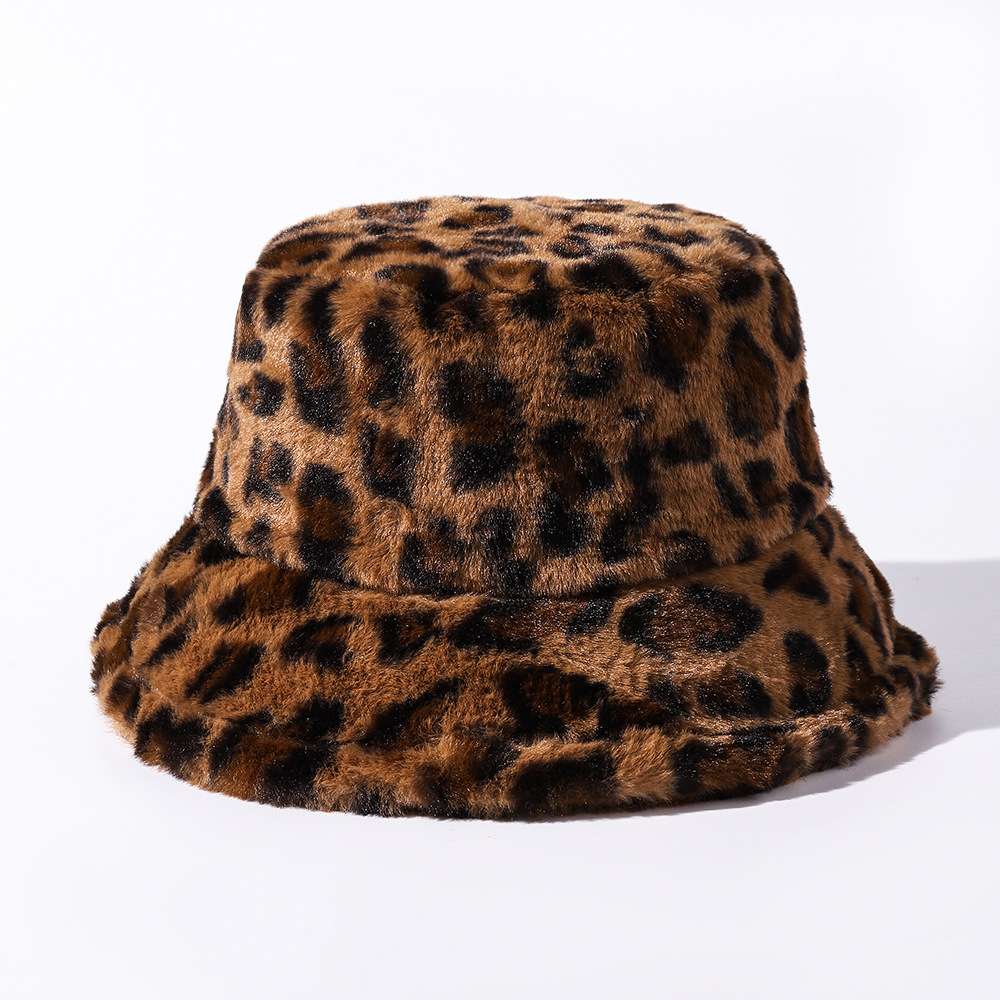 Animal Print Faux Fur Bucket Hats - Free Size, Multi Brown image