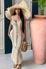 Sexy SeeThrough Sleeveless Beach Resort Knit Maxi Dress image 2