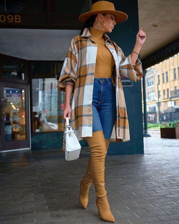 Contrast Color Plaid Long Sleeve Boyfriend Coat image 6