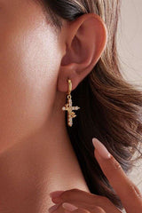 Cross Drop Earrings with Sparkling Crystals image 1