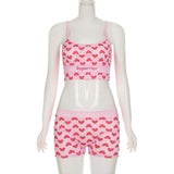 Pink Heart Print Two-Piece Lounge Set image 2