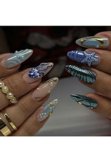 Ocean-Inspired 3D Press-On Nail Art Set image 0