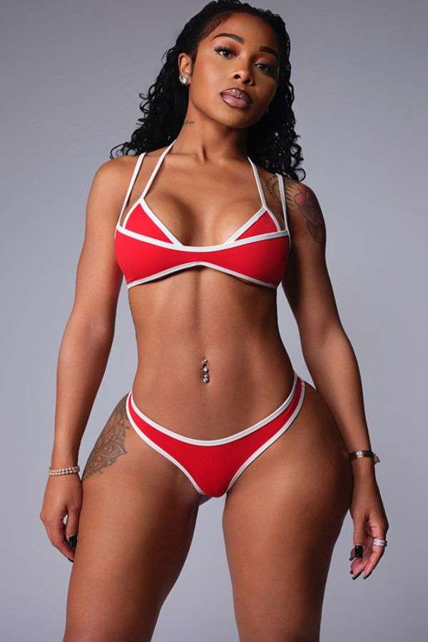 Strappy Contrast Bikini Set image 0