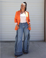 Wide-Leg Frayed Denim Pants image 3