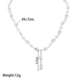 Elegant White Pearl Drop Necklace image 4