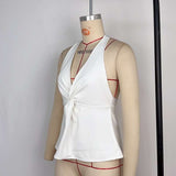 Elegant Tie-Front Top - L, White image