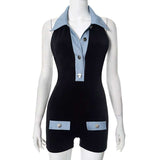 Contrast Button-Up Romper image 4