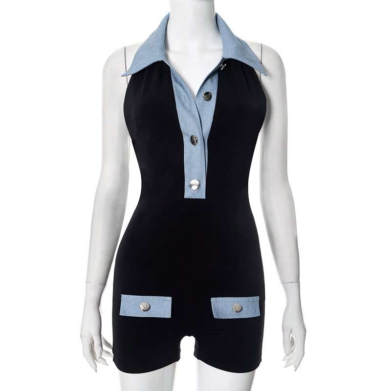 Contrast Button-Up Romper image 4