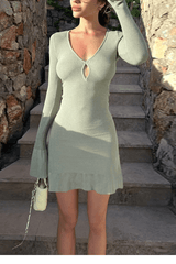 Ribbed Knit Dress with Keyhole image 0