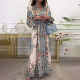 Vintage Long Sleeve Maxi Dress - M, Multi image
