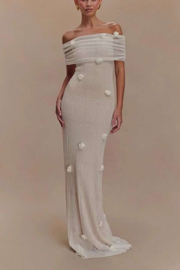 Off-Shoulder Mesh Gown image 0