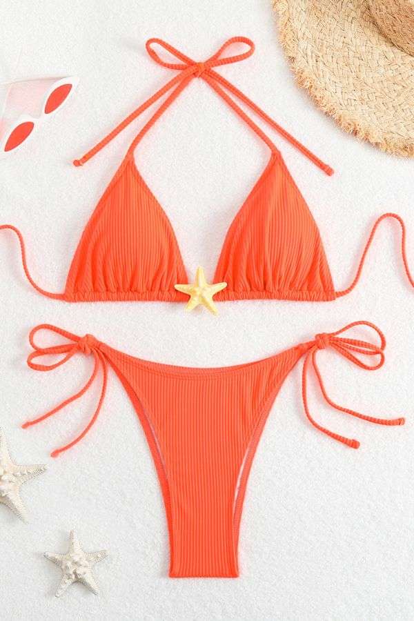 Ribbed Triangle String Bikini Set image 0