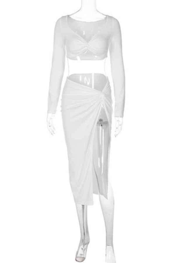 Sexy Two Piece Resort Summer Midi Skirt Crop Top Set image 4