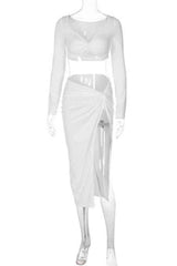 Sexy Two Piece Resort Summer Midi Skirt Crop Top Set image 4