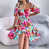 Floral Square Neck Puff Sleeve Midi Dress image 3