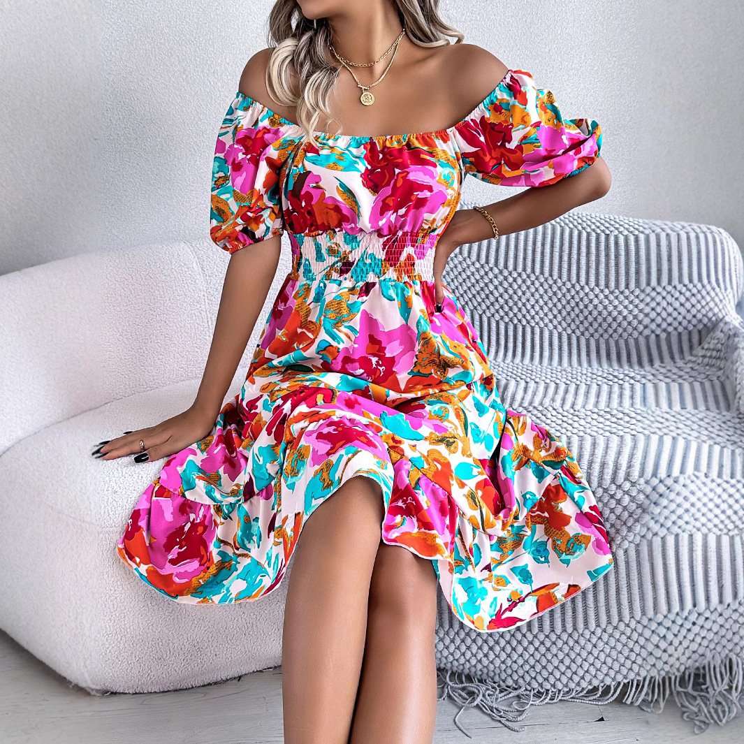 Floral Square Neck Puff Sleeve Midi Dress image 3