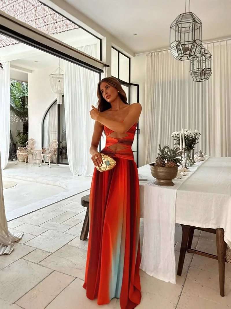 Sunset Ombre Cut-Out Maxi Dress image 3