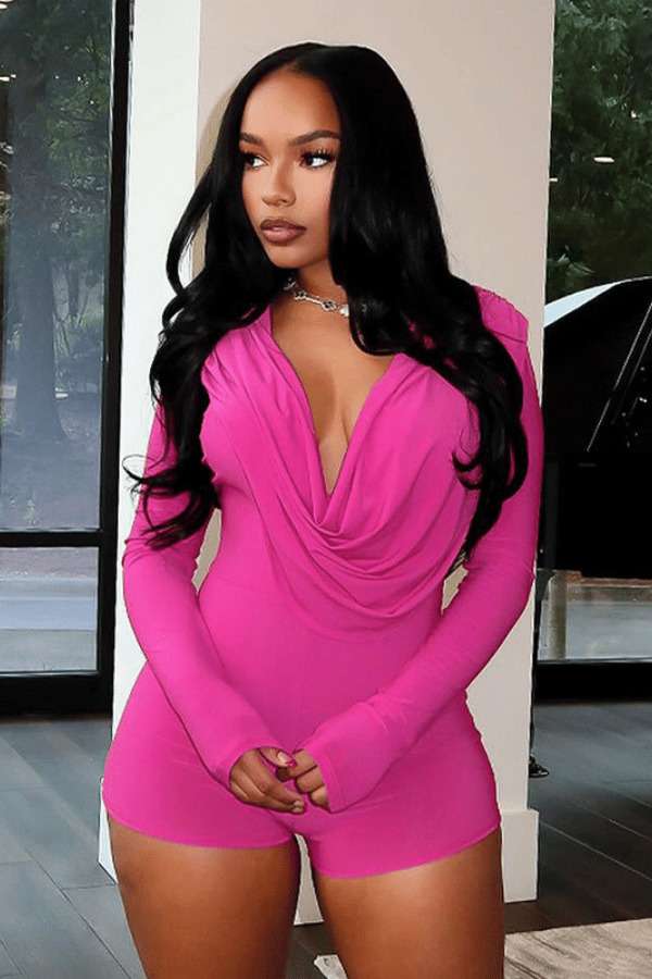 Fuchsia Glam Drape Romper image 0