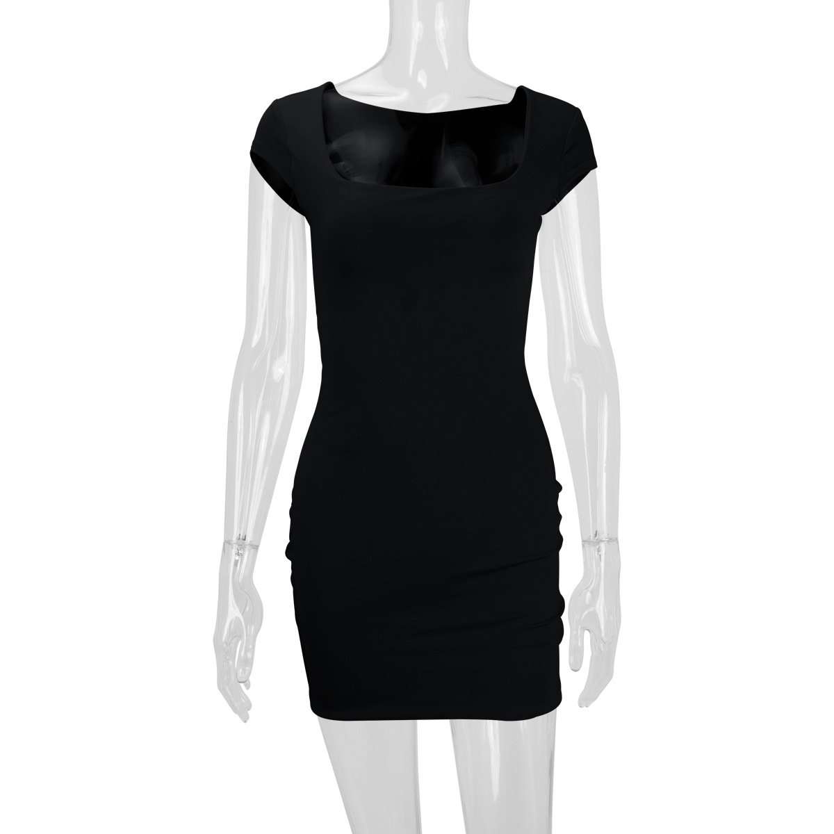 Bodycon Ruched Mini Dress with Scoop Neck image 5