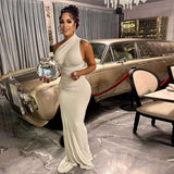 Luxe One-Shoulder Gown with Elegant Draping image 1