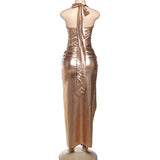 Metallic Tie-Front Maxi Dress image 3