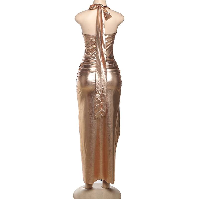 Metallic Tie-Front Maxi Dress image 3