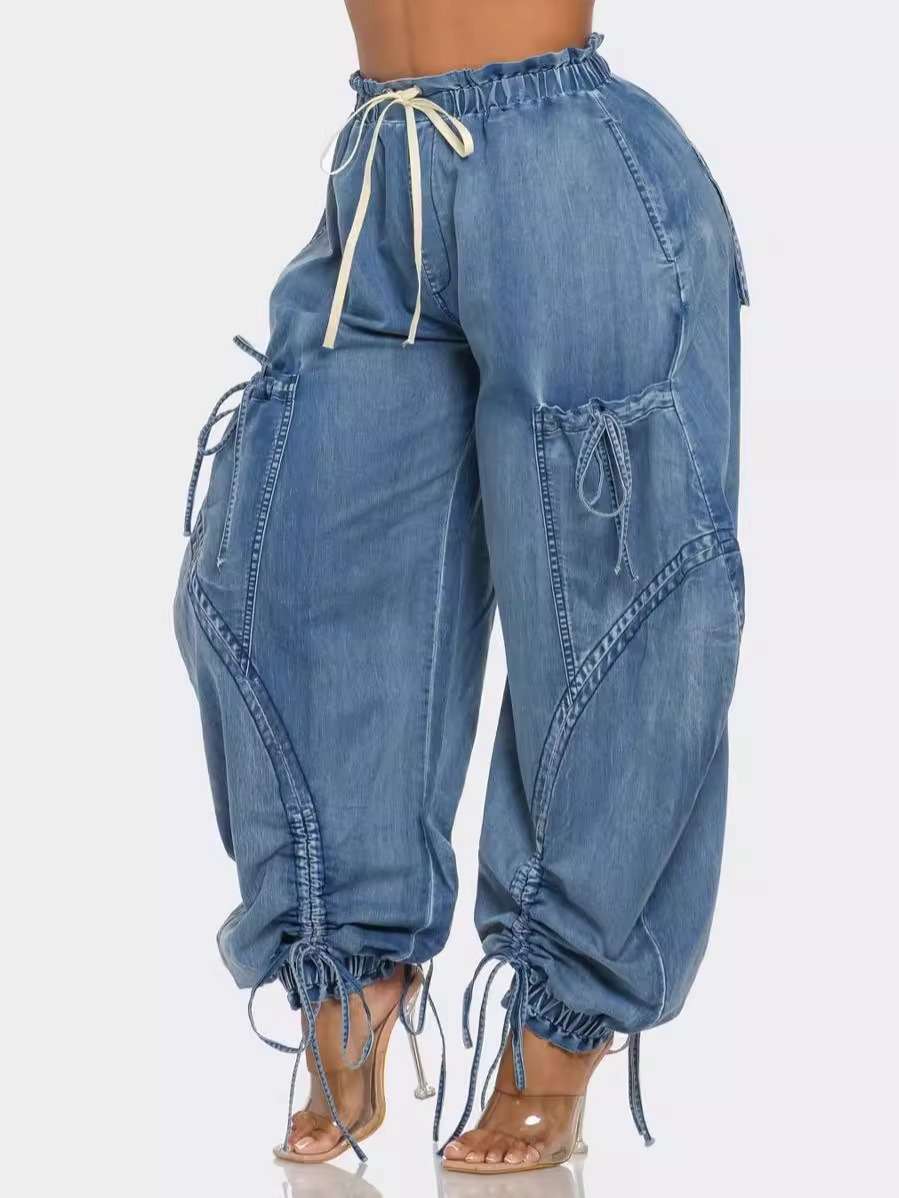 Loose cargo jeans wide leg denim pants image 2
