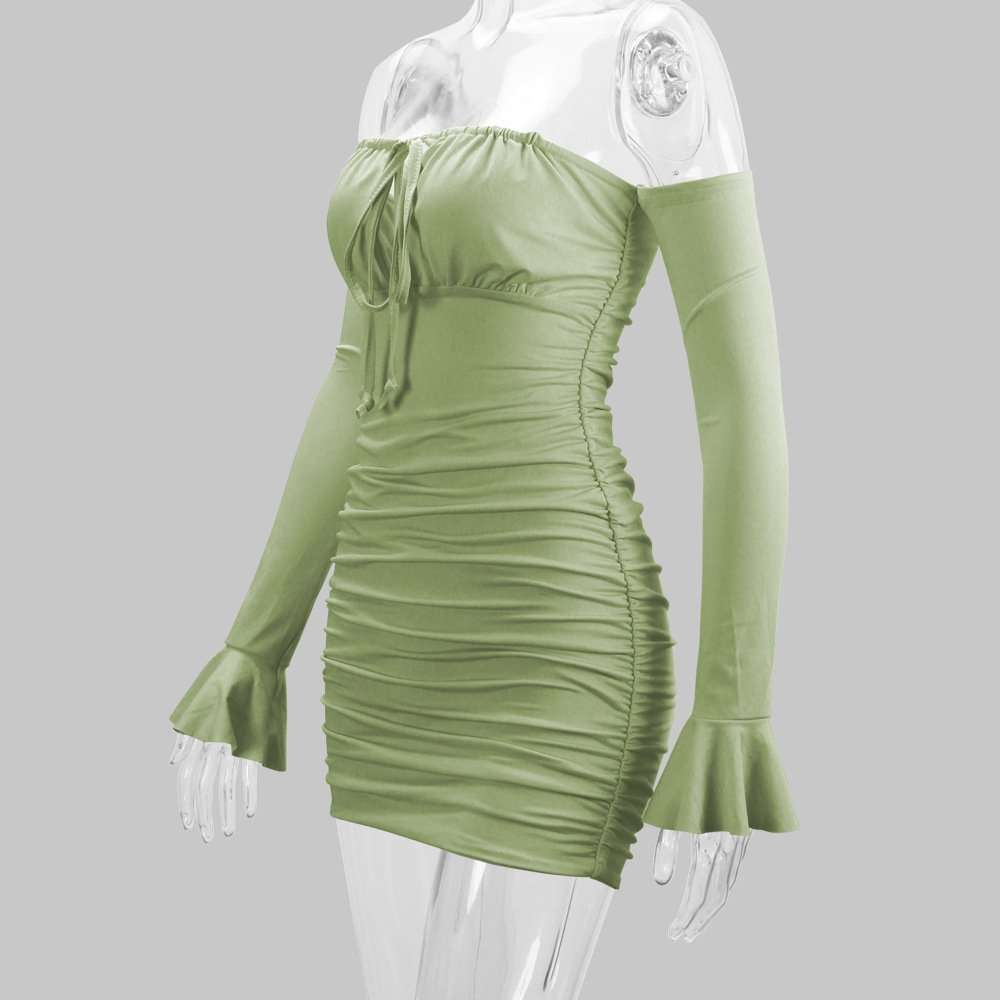 Off-Shoulder Bodycon Dress with Flared Sleeves image 5