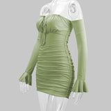 Off-Shoulder Bodycon Dress with Flared Sleeves image 5