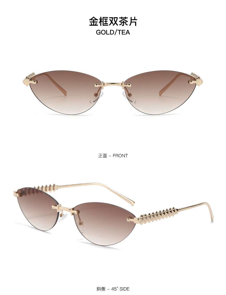 Stylish Gold-Accent Oval Sunglasses image 5