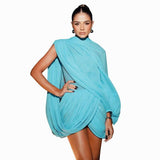 Asymmetrical Draped Tube Top 2-piece Overskirt Set image 2