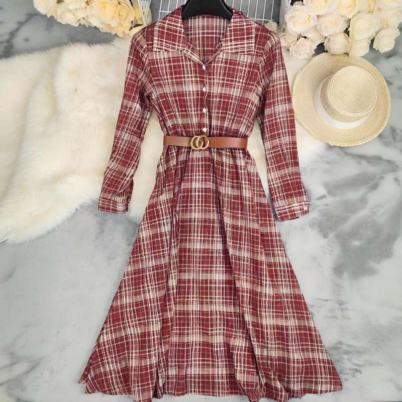 Rustic Plaid Maxi Dress with Belt image 2