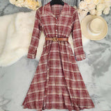 Rustic Plaid Maxi Dress with Belt image 2