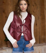 Faux Leather Tie-Front Vest Top image 2