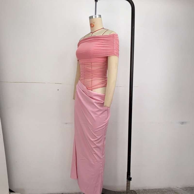 Off-Shoulder Mesh Maxi Dress image 7