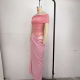 Off-Shoulder Mesh Maxi Dress image 7