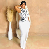 Sleeveless Floral Embroidered Jumpsuit - L, White image