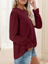 Elegant Eyelet Long-Sleeve Blouse image 2