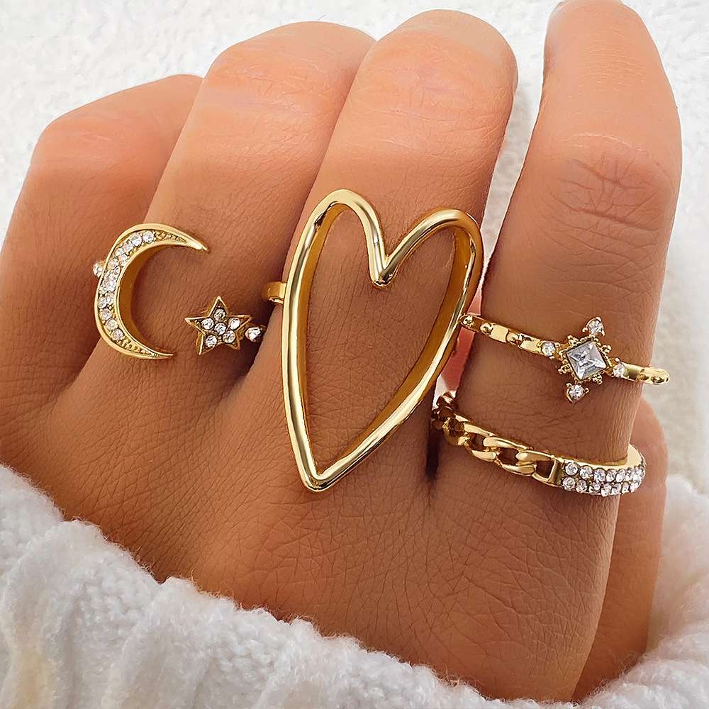 Ring Set - Heart, Moon, & Star Design image 3