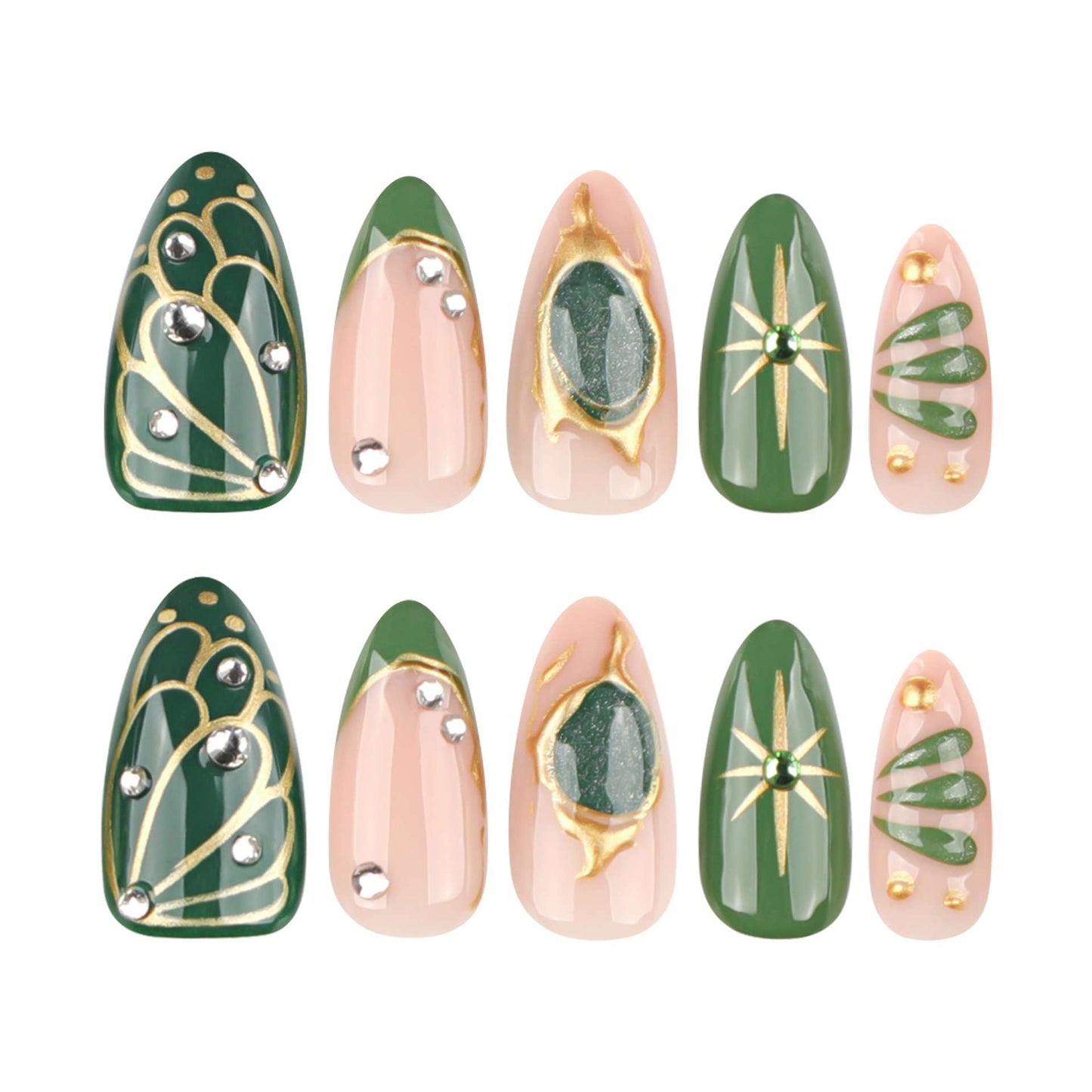 Nude Nail Art with Gold Embellishments image 3