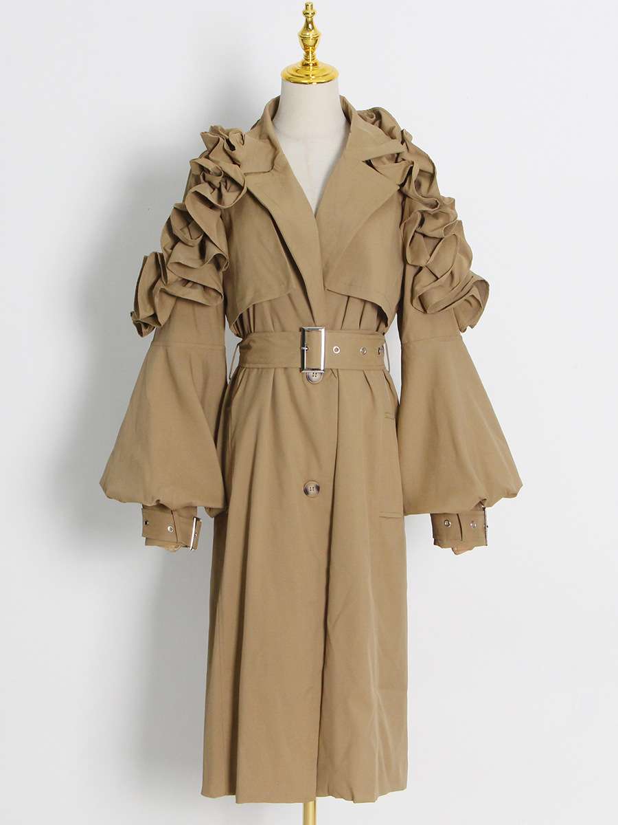 Trench Coat with Puff Sleeves image 5