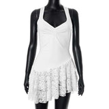 Sleeveless Dress with Lace Hem & Ruched Bodice image 5