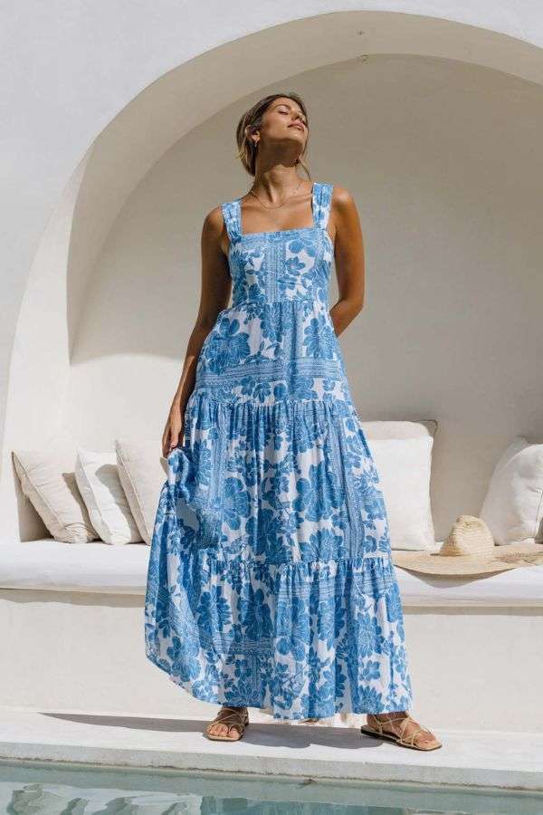 Abstract Sleeveless Maxi Dress image 0