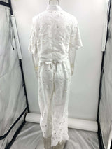 Elegant Floral Pattern Crochet Two-Piece Set image 2