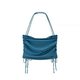 Stylish Ruched Crop Top - L, Blue image